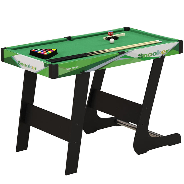 104cm Folding Mini Pool Table Set with 2 Cues, 16 Balls & Accessories - Green