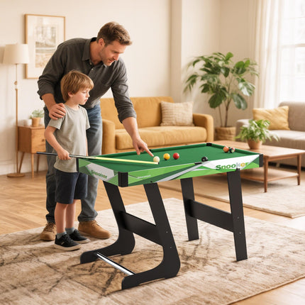104cm Folding Mini Pool Table Set with 2 Cues, 16 Balls & Accessories - Green