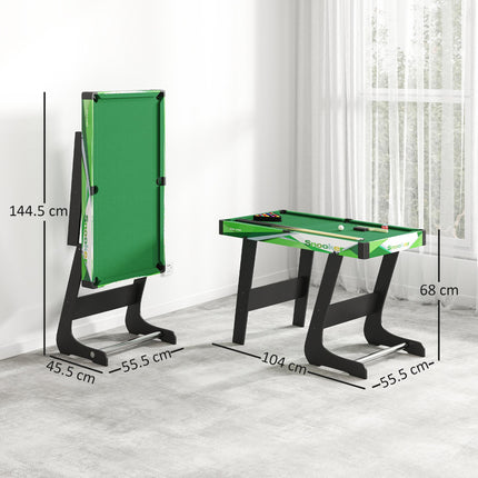 104cm Folding Mini Pool Table Set with 2 Cues, 16 Balls & Accessories - Green