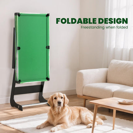 104cm Folding Mini Pool Table Set with 2 Cues, 16 Balls & Accessories - Green