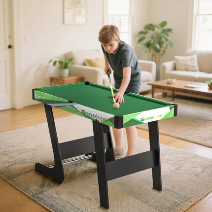 104cm Folding Mini Pool Table Set with 2 Cues, 16 Balls & Accessories - Green