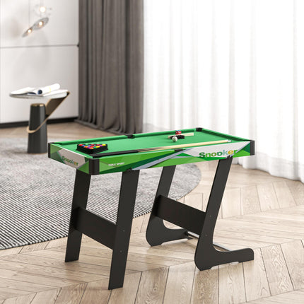 104cm Folding Mini Pool Table Set with 2 Cues, 16 Balls & Accessories - Green