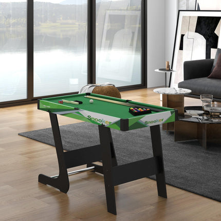 104cm Folding Mini Pool Table Set with 2 Cues, 16 Balls & Accessories - Green