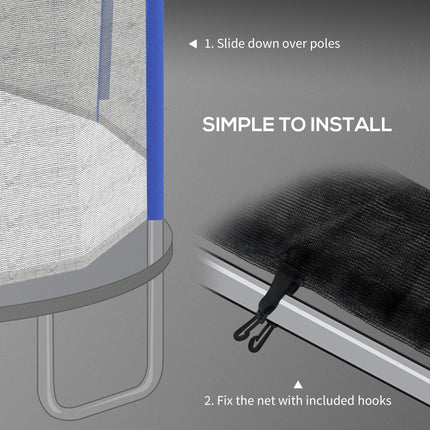 10ft Trampoline Replacement Net with 6 Pole Covers and Zipped Entrance - Blue