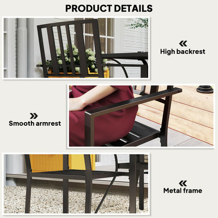 Set of 2 Metal Slatted Patio Dining Chairs - Black