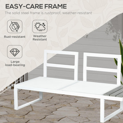 4-Piece Patio Garden Set with 5-Level Reclining Corner Sofa, Loveseats, Coffee Table & Cushions - White