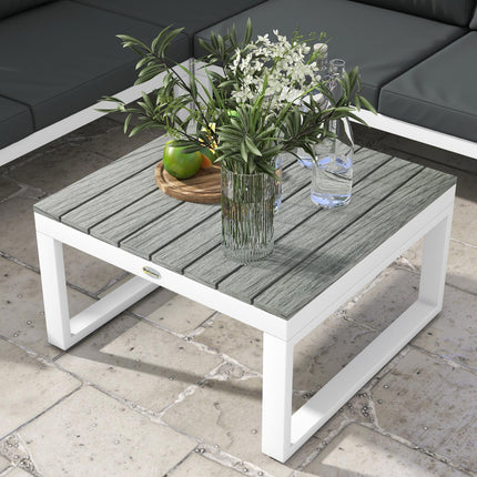4-Piece Patio Garden Set with 5-Level Reclining Corner Sofa, Loveseats, Coffee Table & Cushions - White