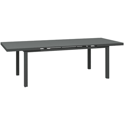 6-8 Seater Extending Aluminium Garden Table with Tempered Glass Top - Charcoal Grey