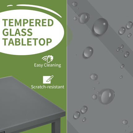 6-8 Seater Extending Aluminium Garden Table with Tempered Glass Top - Charcoal Grey