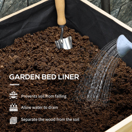 Wooden Raised Garden Bed 80x53cm with PE Greenhouse Cover and Liner - Natural Wood & Green