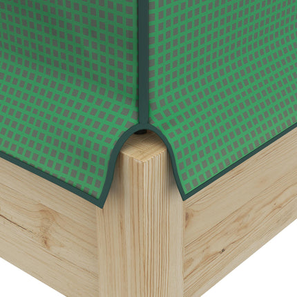 Wooden Raised Garden Bed 80x53cm with PE Greenhouse Cover and Liner - Natural Wood & Green