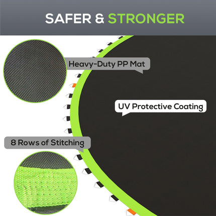 Replacement 12ft Trampoline Mat with 72 V-Hooks and Spring Pull Tool for 14cm Springs - Green