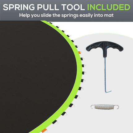 Replacement 12ft Trampoline Mat with 72 V-Hooks and Spring Pull Tool for 14cm Springs - Green