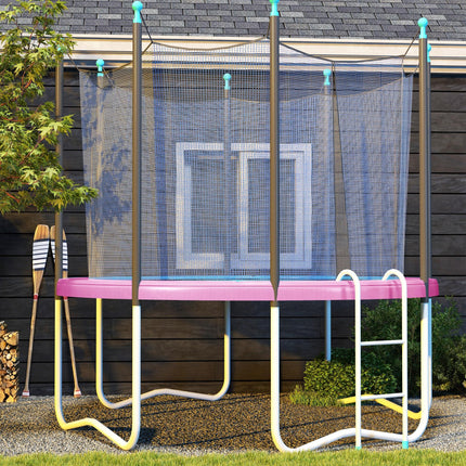 8FT Trampoline Spring Cover Replacement Pad Waterproof UV Resistant with Elastic Cord - Pink