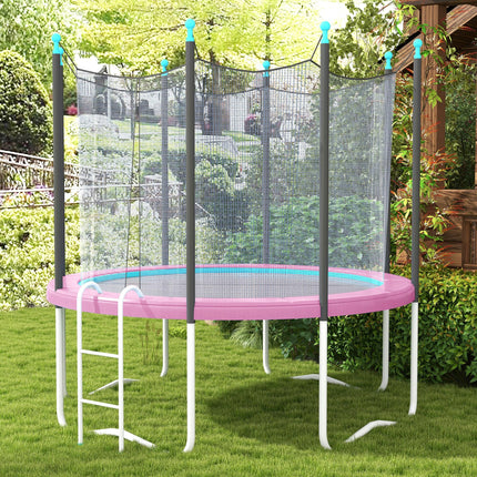 8FT Trampoline Spring Cover Replacement Pad Waterproof UV Resistant with Elastic Cord - Pink