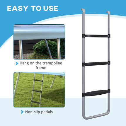 Galvanised Steel 2-3 Step Trampoline Ladder for 6-16ft Trampolines - Silver Tone