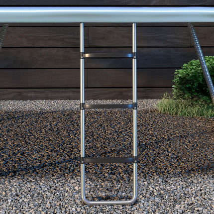 Galvanised Steel 2-3 Step Trampoline Ladder for 6-16ft Trampolines - Silver Tone