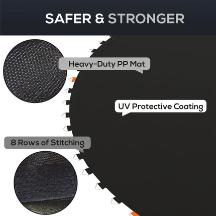 12ft Replacement Trampoline Mat with 72 V-Hooks and Spring Pull Tool for 14cm Springs - Black