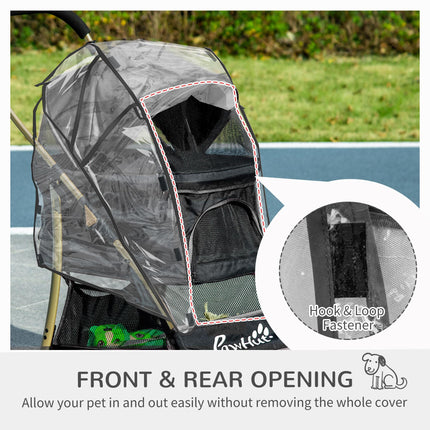 3-in-1 Detachable Pet Stroller with Rain Cover, Foldable Carry Bag, Universal Wheels & Brake - Black and Gold Tone
