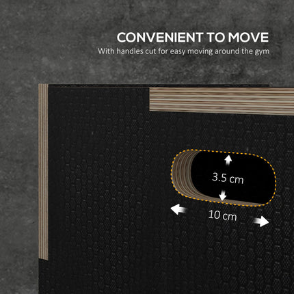 3 Piece Adjustable Wooden Step Up Box Set for Home Gym - Black