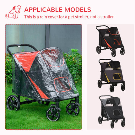 One-Click Foldable Pet Travel Stroller with Rain Cover, Shock Absorber & Storage Bags - Red & Black