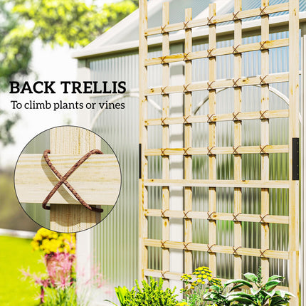 Wooden Raised Garden Bed with Trellis and Wheels - Natural Finish