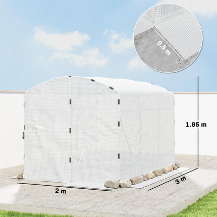2 x 2 x 2m Polytunnel Greenhouse with UV-Resistant PE Cover and Galvanised Steel Frame - White