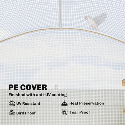 2 x 2 x 2m Polytunnel Greenhouse with UV-Resistant PE Cover and Galvanised Steel Frame - White