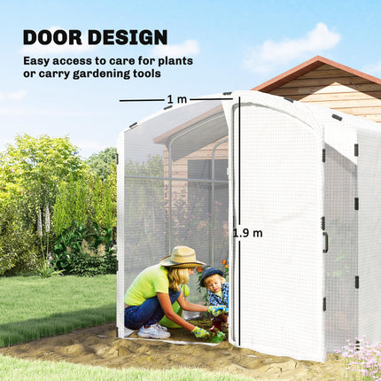 2 x 2 x 2m Polytunnel Greenhouse with UV-Resistant PE Cover and Galvanised Steel Frame - White