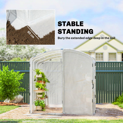 2 x 2 x 2m Polytunnel Greenhouse with UV-Resistant PE Cover and Galvanised Steel Frame - White
