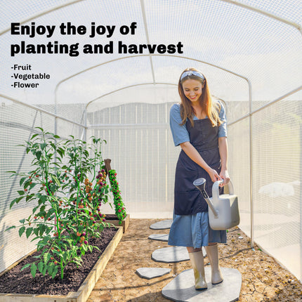 2 x 2 x 2m Polytunnel Greenhouse with UV-Resistant PE Cover and Galvanised Steel Frame - White