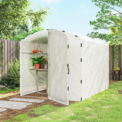 2 x 2 x 2m Polytunnel Greenhouse with UV-Resistant PE Cover and Galvanised Steel Frame - White