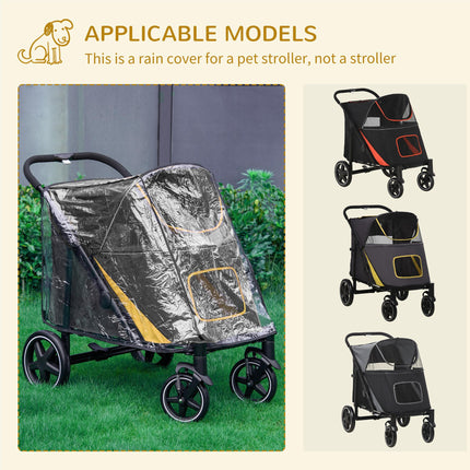 One-Click Foldable Pet Travel Stroller with Rain Cover, Shock Absorber & Storage Bags - Dark Grey
