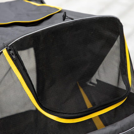 One-Click Foldable Pet Travel Stroller with Rain Cover, Shock Absorber & Storage Bags - Dark Grey