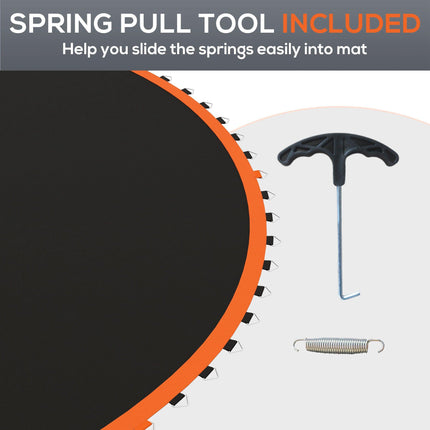 Replacement 12ft Trampoline Mat with 72 V-Hooks and Spring Pull Tool for 14cm Springs - Orange