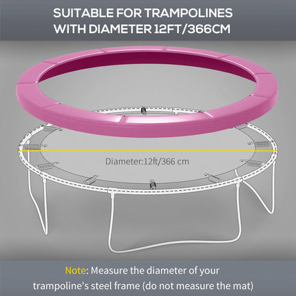 12FT Trampoline Spring Cover with Elastic Cord, Waterproof, UV & Tear Resistant - Pink
