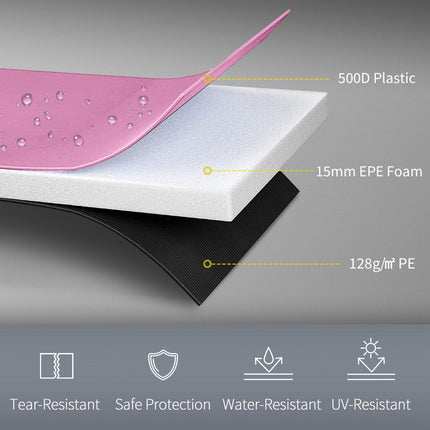 12FT Trampoline Spring Cover with Elastic Cord, Waterproof, UV & Tear Resistant - Pink