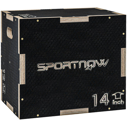Multi-Faceted Jump Box, Wooden Step Up Box, for Home, Gym, Exercise, Black