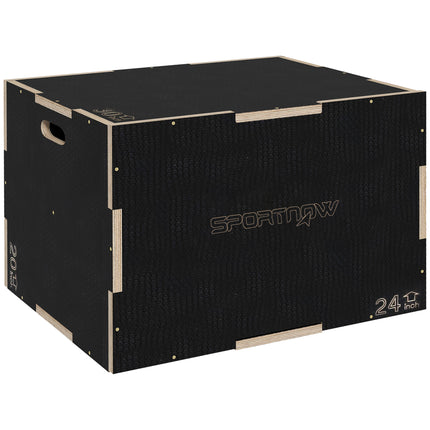 3 Piece Adjustable Wooden Step Up Box for Home Gym - Black