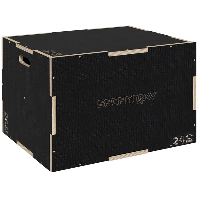 3 Piece Adjustable Wooden Step Up Box for Home Gym - Black