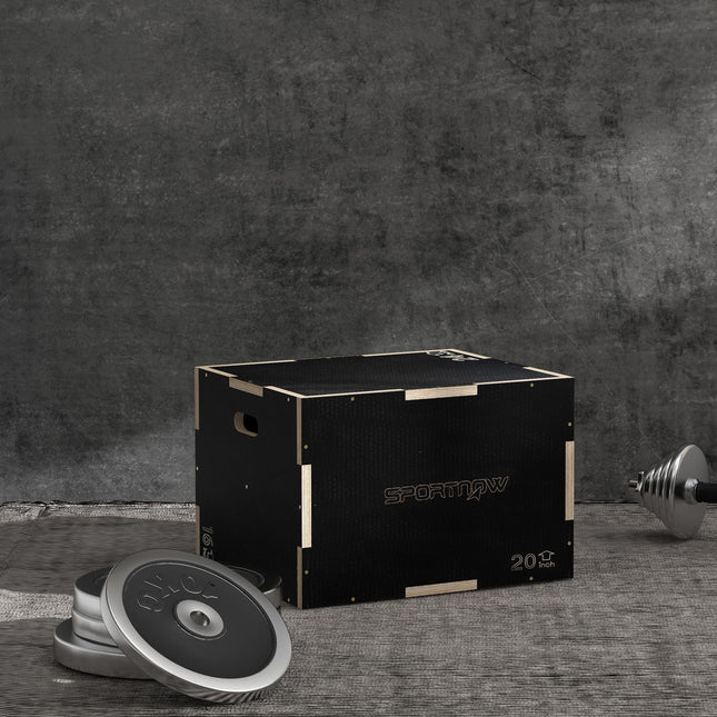 3 Piece Adjustable Wooden Step Up Box for Home Gym - Black