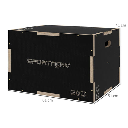 3 Piece Adjustable Wooden Step Up Box for Home Gym - Black