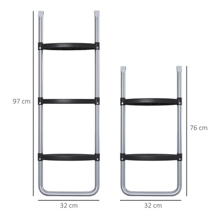 Galvanised Steel 2/3 Step Trampoline Ladder for 6-16ft Trampolines - Silver Tone