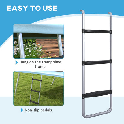 Galvanised Steel 2/3 Step Trampoline Ladder for 6-16ft Trampolines - Silver Tone