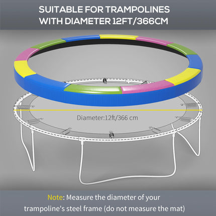 12FT Trampoline Spring Cover Replacement Pad with Elastic Cord - Multi-Colored
