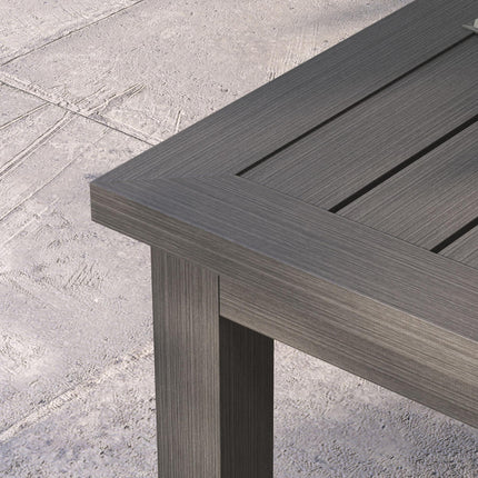 Aluminium Slat Outdoor Side Table 100x60cm with Wood Grain Effect - Brown