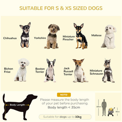 3 in 1 Detachable Pet Stroller with Rain Cover, Foldable Carry Bag, Universal Wheels, Brake, Canopy, Basket - Yellow and Gold Tone