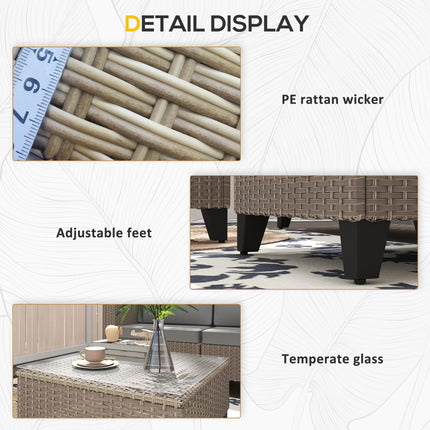 5-Piece Rattan Patio Furniture Set with Corner Sofa, Footstools & Coffee Table - Brown