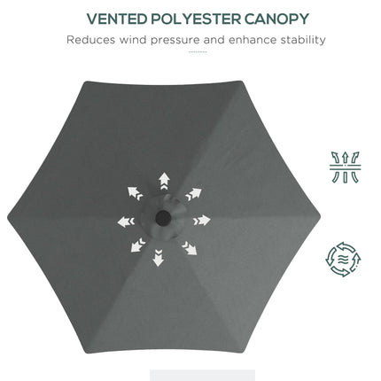 3 Metre Cantilever Garden Parasol with Solar LED & Waterproof Cover - Dark Grey
