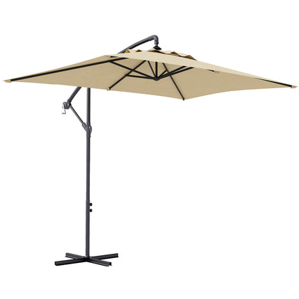 3x2m Cantilever Banana Parasol with Crank Handle and Steel Pole - Black